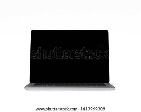 3D Rendering : Illustration of laptop notebook mock up isolate on white background. mock up of laptop. technology gadget for hipster background concept. high resolution. clipping path included screen