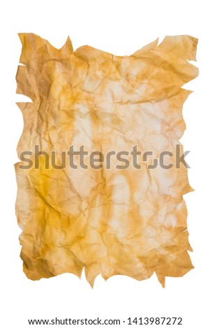 Vintage paper or parchment sheets isolated on white
