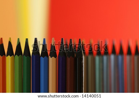 a part of  pencils with a simple  colorful background
