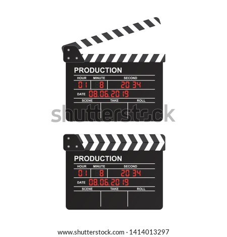 Movie clapper board vector illustration isolated on white background 