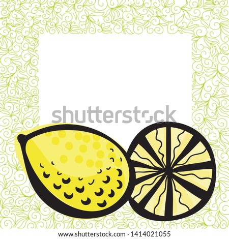 Beautiful lemon and pattern background. Vector illustration