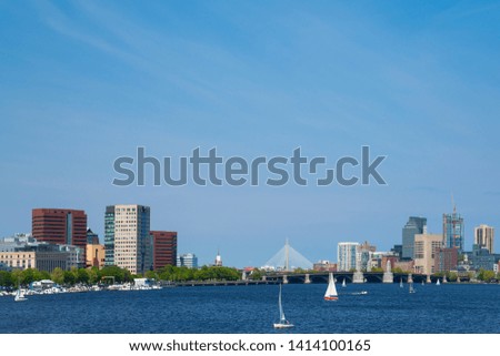 Boston skyline with blue sky
