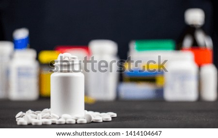 Various pills, vitamin pills at the crowds, drugs enhancing supplements pharmacy, fish oil, vitamin complex