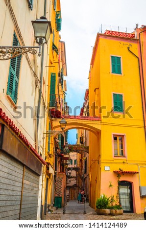 Traditional cozy street in city San Remo, Italy