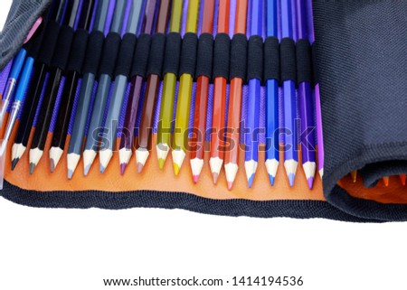pencils color in black packer isolated on white background.This have clipping path.