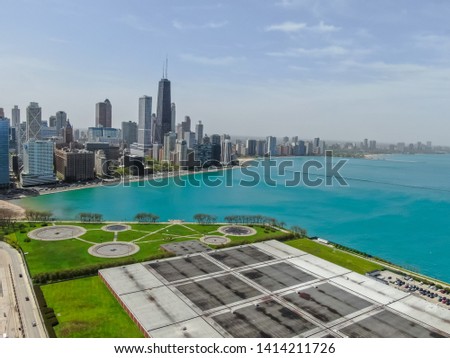 Beautiful aerial view of the Chicago Navy Pier 