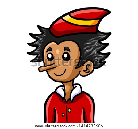 Digital illustration of an adorable Pinocchio