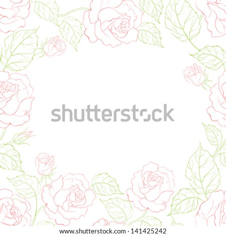 Pink romantic frame of roses with sample text.  illustration.