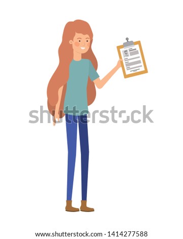 woman standing with curriculum vitae