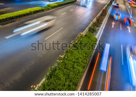 the light trails on the street in beijing china
