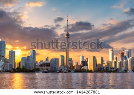 Toronto City skyline at sunset,  Toronto, Ontario, Canada.