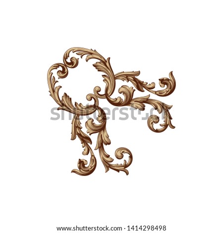 Baroque ornament with filigree in vector format for design frame, pattern. Vintage victorian or damask floral element.