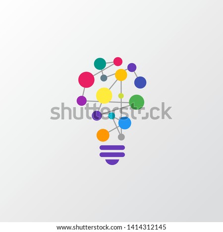 creative brain with bulb concept vector illustration isolated on grey background, Colorful Symbol idea design template, Suitable for banner, Book Illustration, and Web Landing Page Concept