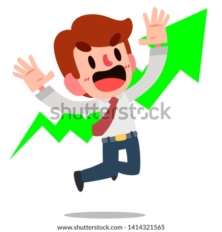 Illustration vector flat image  Businessman or manager and arrows rise
