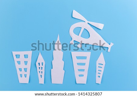 city cartoon styled on the blue background