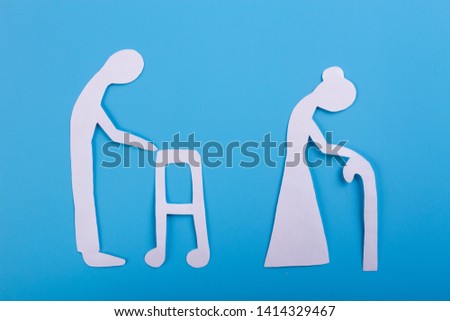 old people. cartoon styled. on blue background