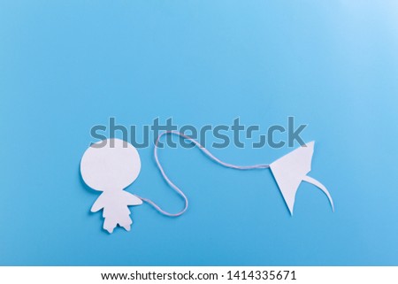 little boy with a kite. cartoon style