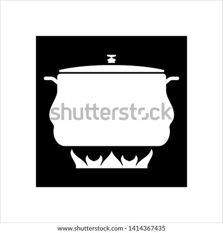 Pan Heating Icon, Frying Pan On Fire Icon Vector Art Illustration