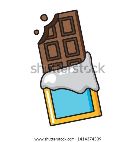 bitten chocolate bar pop art element vector illustration