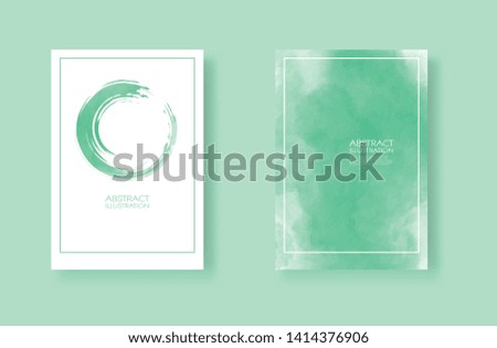 Cards with watercolor elements set. Hand drawn banners element on green background for your design. Design for your date, postcard, banner, logo. Vector illustration.