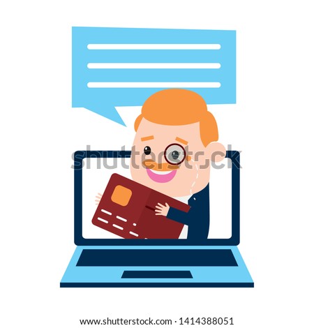businessman online payment laptop bank credit card vector illustration