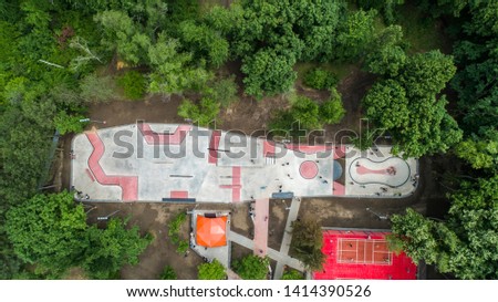 top aerial veiw of a skatepark
