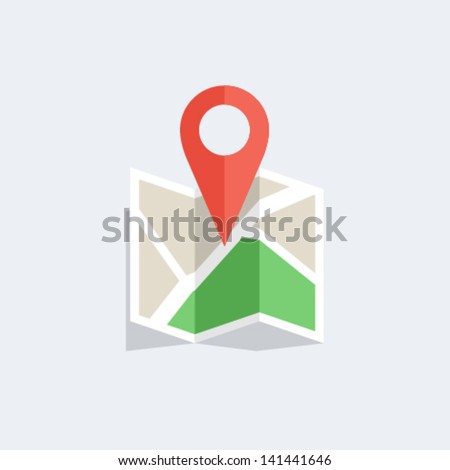 Flat colored location icon Royalty-Free Stock Photo #141441646