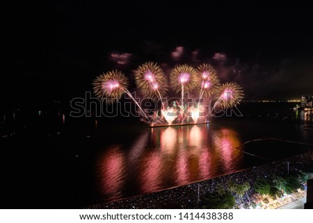 firework beach side in Pattaya Thailand