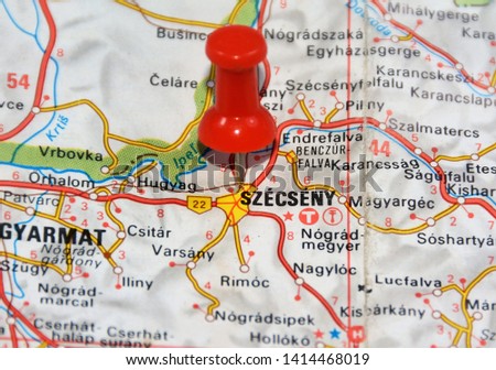 Location on the map of Szecseny city in Hungary