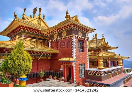 thrangu tashi yangtse monastery in namo buddha, dhulikhel, nepal Royalty-Free Stock Photo #1414521242