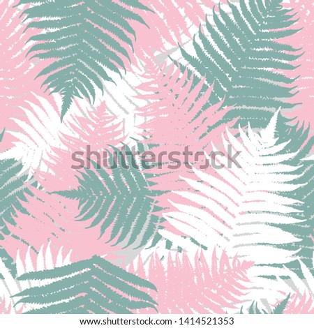 Floral seamless pattern with imprint leafs fern.