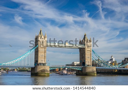 Tower Bridge in London at sunny day 