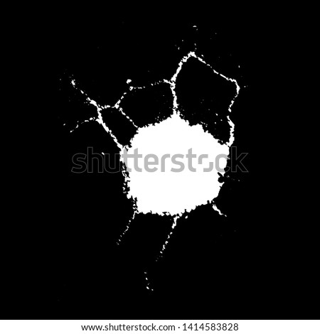 Grunge birds droppings black and white. Flat blots style vector illustration. Map. Abstract paint drop.