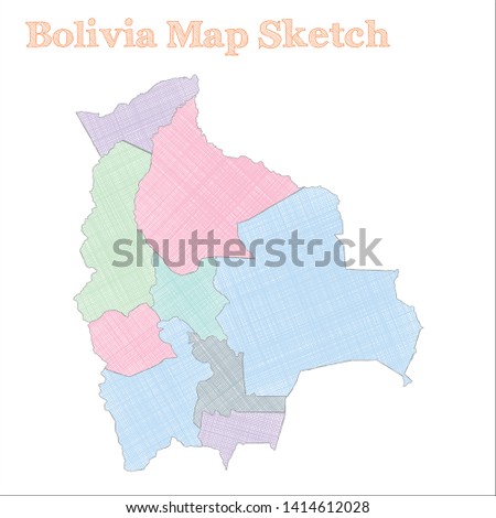 Bolivia map. Hand-drawn country. Vector illustration.