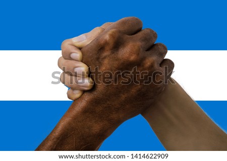 Flag of Honduras, intergration of a multicultural group of young people
