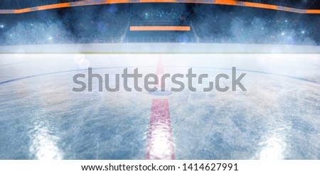 empty Hockey rink sport arena  ice and light