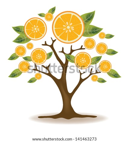 Tree orange vector illustration