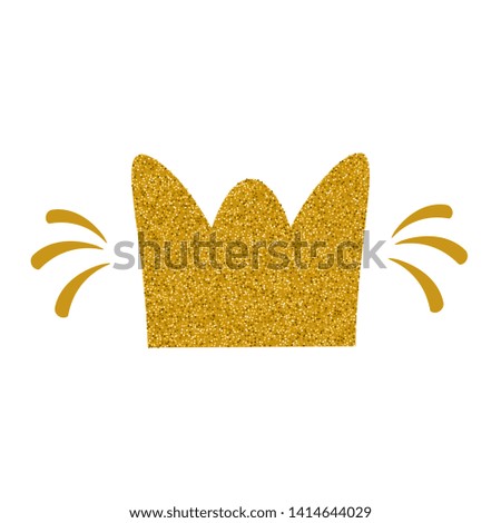 Gold glitter crown. isolated vector clip art. template for fashion prints
