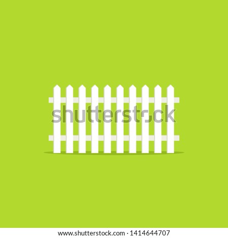 White picket fence icon. Clipart image isolated on green background