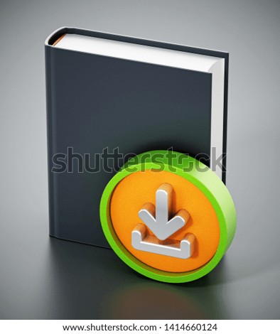 Book with download arrow icon. 3D illustration.