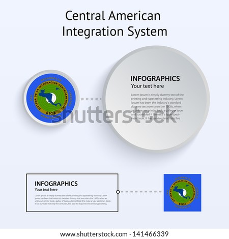 Central American Integration System Flag Set of Banners on gray background for Infographic and Presentation. Vector illustration.