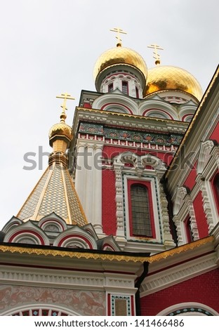 Detail of Russian church in Shipka town, Bulgaria
