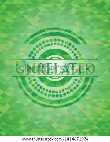 Unrelated green emblem with mosaic ecological style background. Vector Illustration. Detailed.