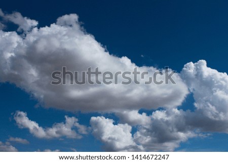 White clouds scattered on sunny days in the sky, the background is blue.