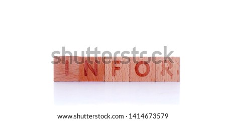 wooden cube with word infor on white background. Concept image