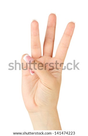 Finger Spelling the Alphabet in American Sign Language (ASL). Letter W