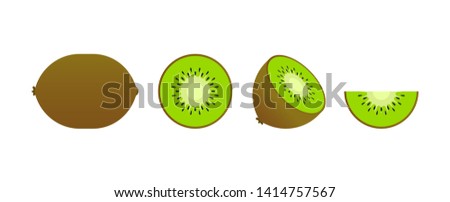 Set of fruits. Summer fruit collection. Fruits kiwi. Vegetarian and ecology food. Vector illustration. Royalty-Free Stock Photo #1414757567