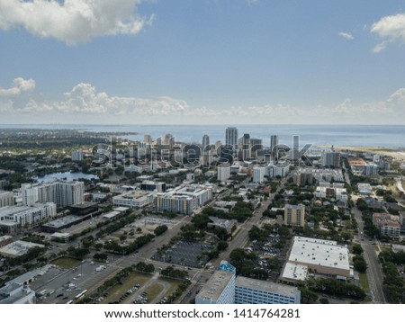Aerial view of St. Petersburg, Florida with Downtown in the Background