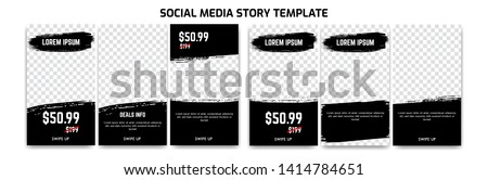 Editable Instagram Story Social Media for sale discount and product promotion with abstract dry brush ink background Royalty-Free Stock Photo #1414784651