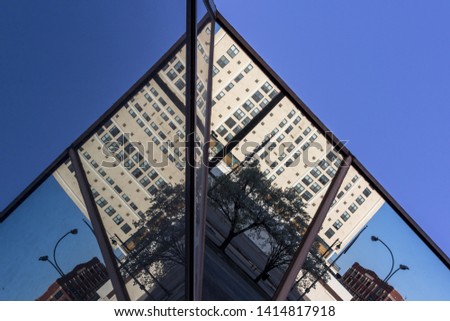 Office Building Reflected in a Geometric Pattern of Windows